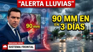 “Cerca de 90 mm de lluvias en tres días”: sistema frontal inaugura semana lluviosa en tres regiones del país